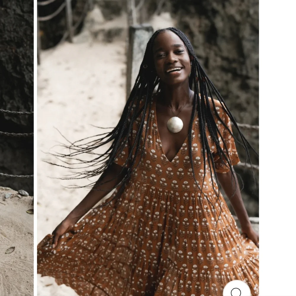 Daughters of India Chaaya Maxi Dress in Chai Cotton tiered vneck maxi dress - Picture 9 of 13